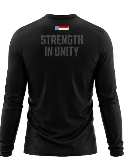 NC United black long sleeve tee back — Strength in Unity